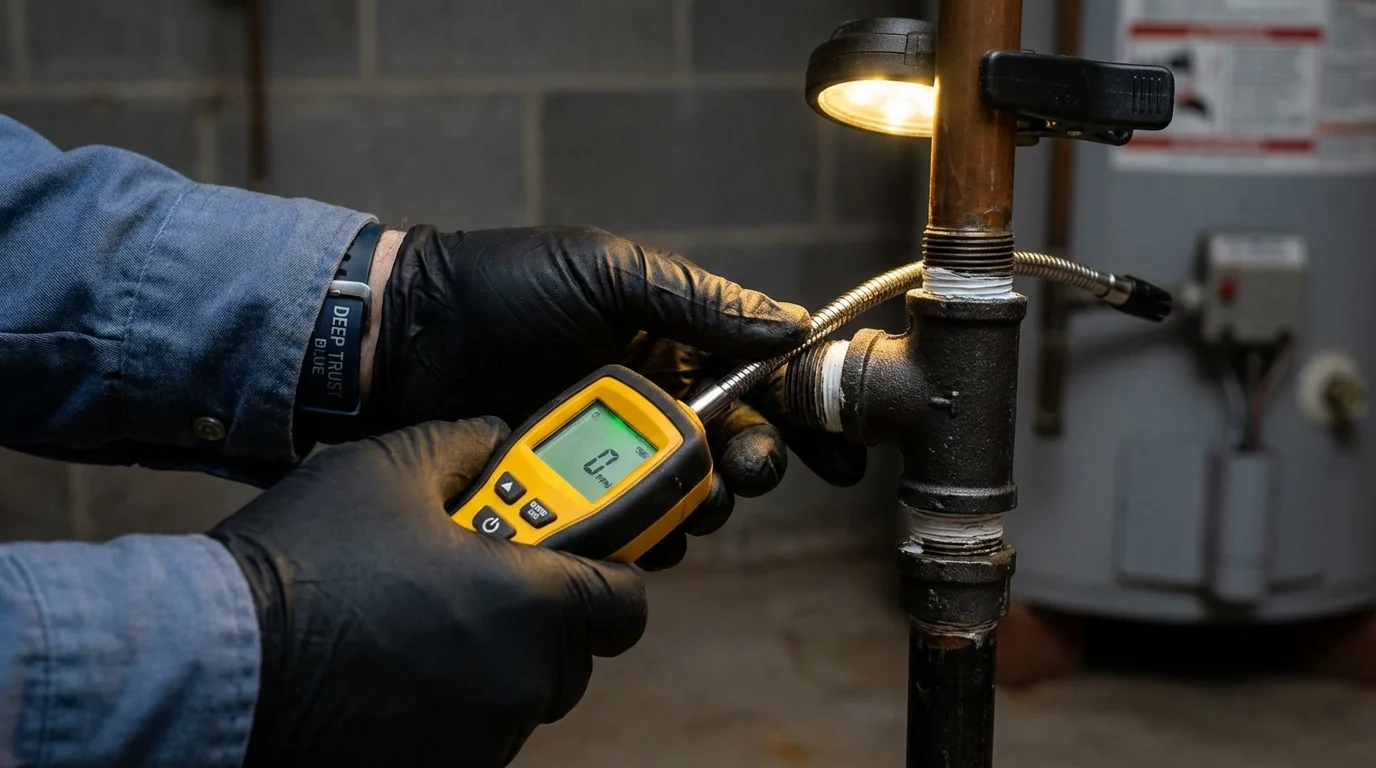 Gas leak detection with electronic sniffer by Johns Plumbing LLC in Morenci