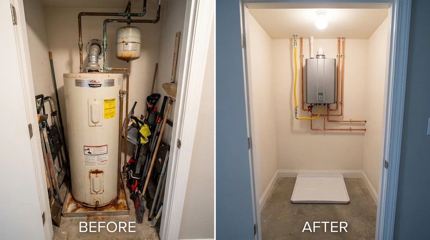 Tank water heater versus wall-mounted tankless unit comparison for Morenci, MI homeowners